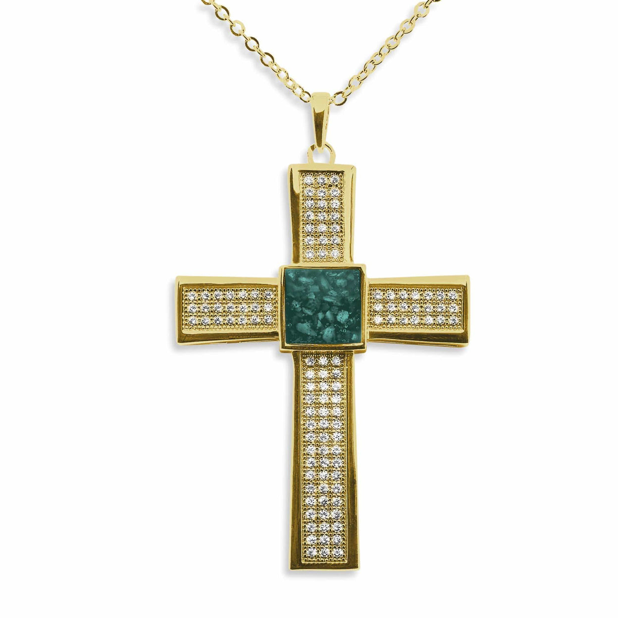 Load image into Gallery viewer, EverWith Gents Oversized Cross Memorial Ashes Pendant with Fine Crystals