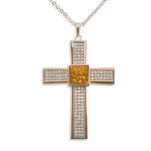 EverWith Gents Oversized Cross Memorial Ashes Pendant with Fine Crystals