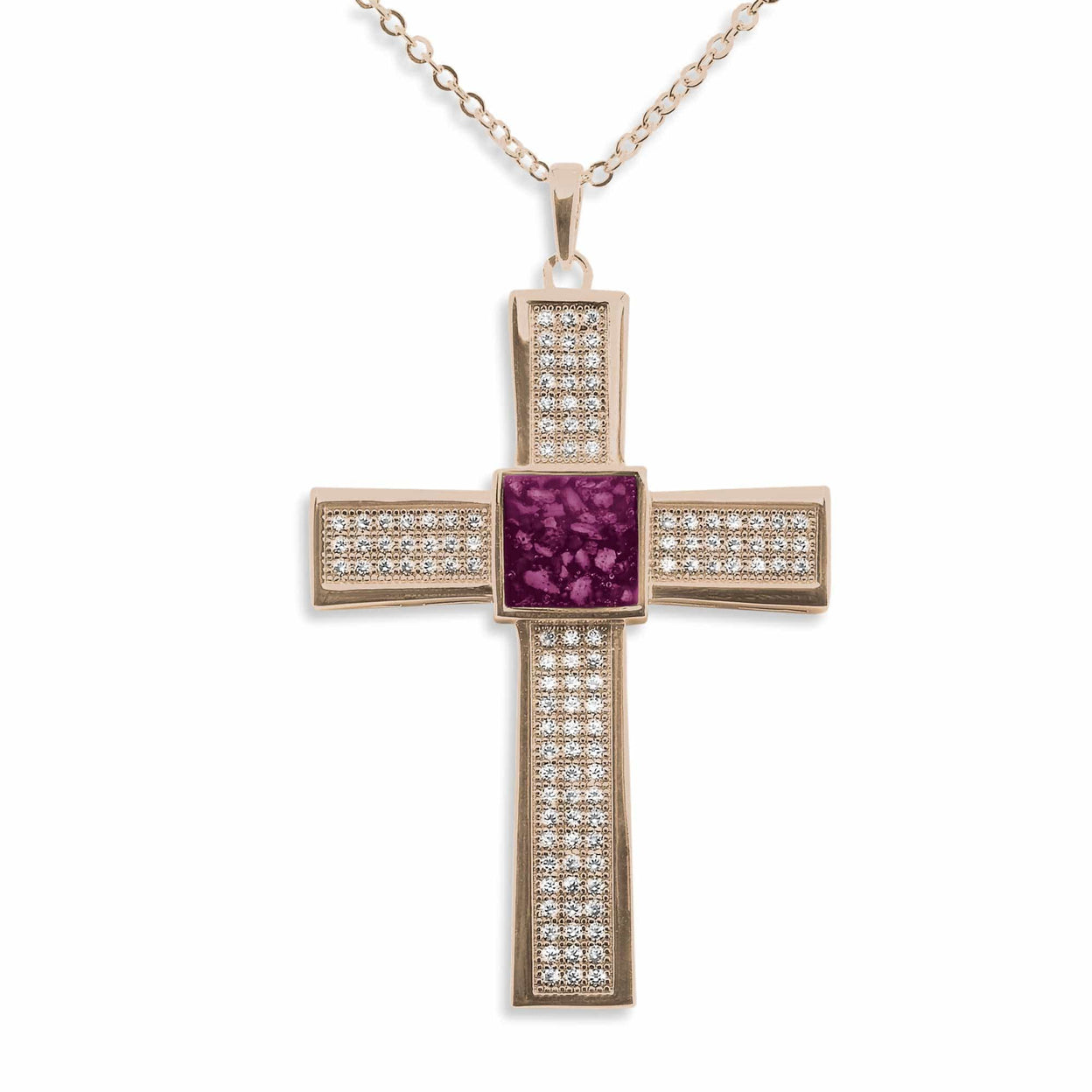 Load image into Gallery viewer, EverWith Gents Oversized Cross Memorial Ashes Pendant with Fine Crystals