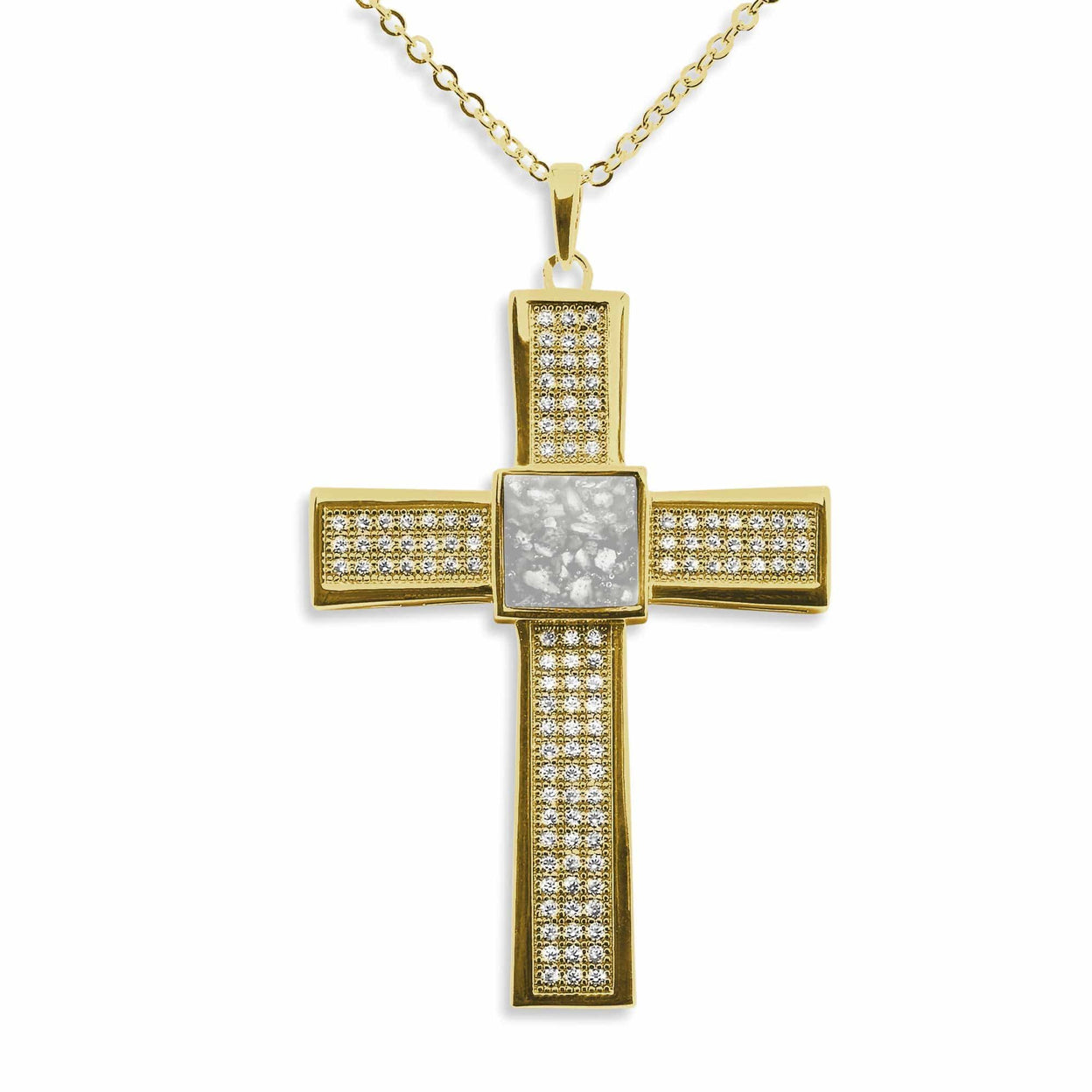 Load image into Gallery viewer, EverWith Gents Oversized Cross Memorial Ashes Pendant with Fine Crystals