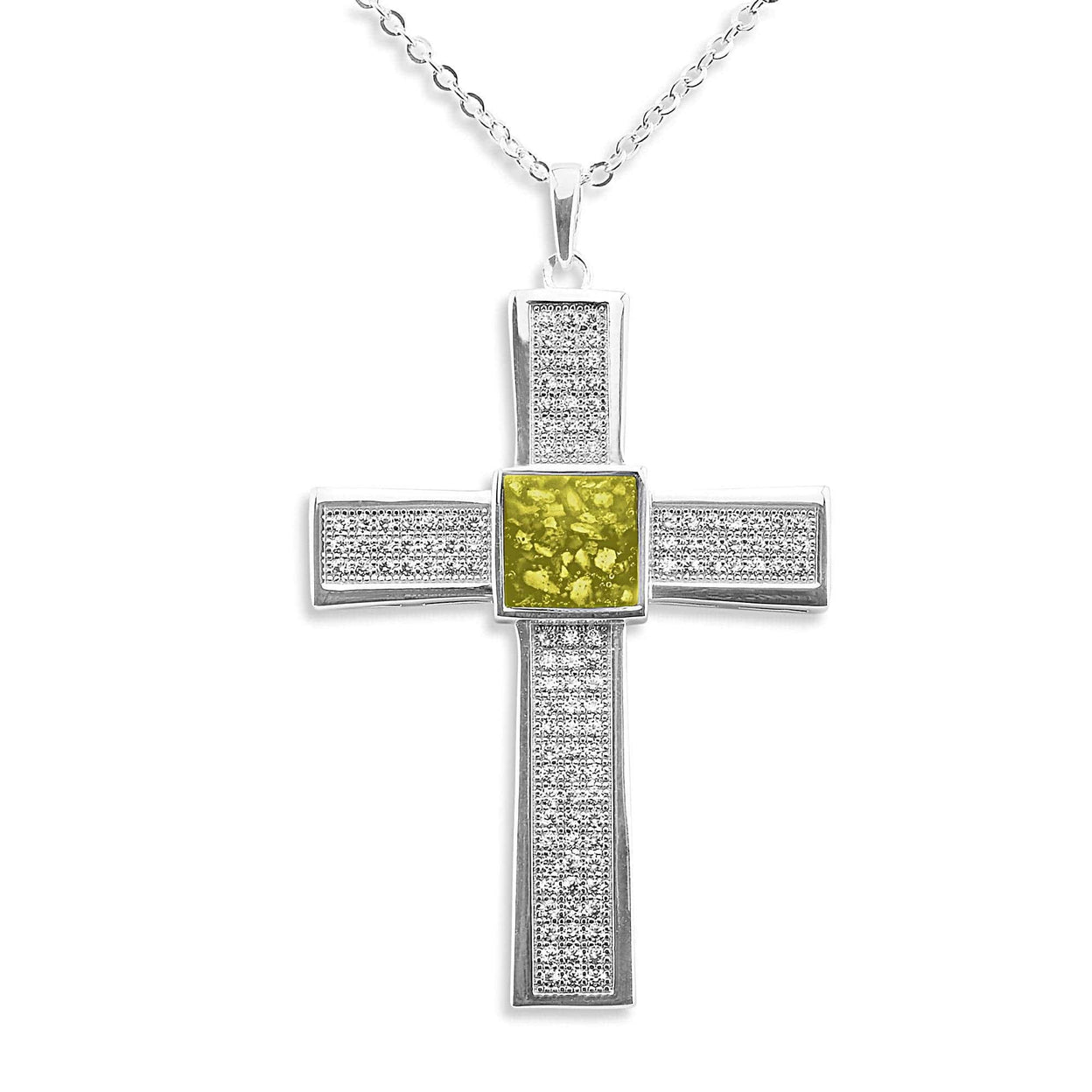 Load image into Gallery viewer, EverWith Gents Oversized Cross Memorial Ashes Pendant with Fine Crystals