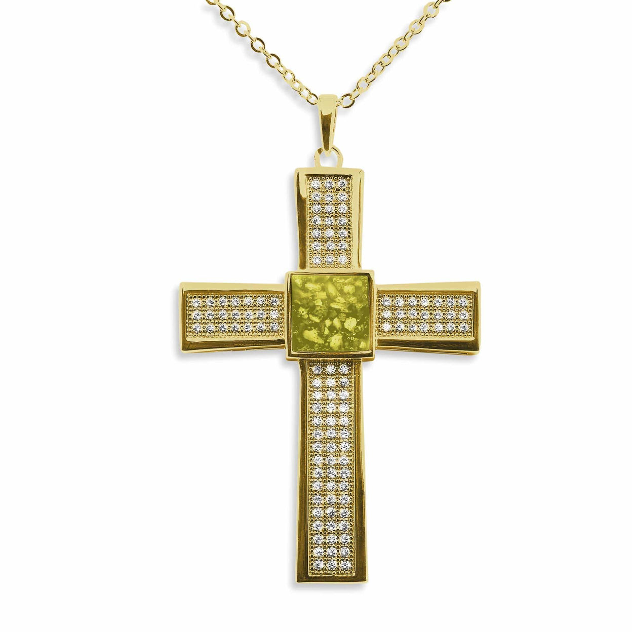 Load image into Gallery viewer, EverWith Gents Oversized Cross Memorial Ashes Pendant with Fine Crystals