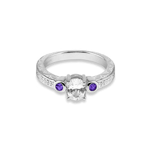 EverWith Ladies Serenity Memorial Ashes Ring with Fine Crystals