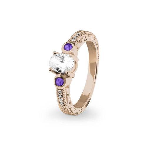 EverWith Ladies Serenity Memorial Ashes Ring with Fine Crystals