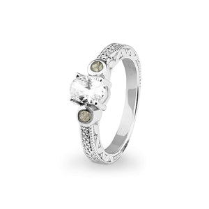 EverWith Ladies Serenity Memorial Ashes Ring with Fine Crystals