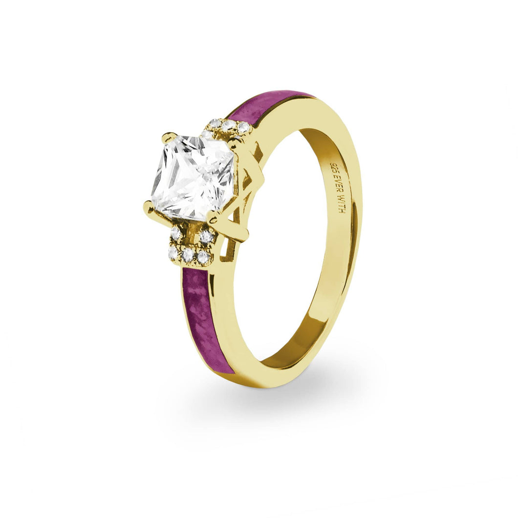 EverWith Ladies Honor Memorial Ashes Ring with Fine Crystals