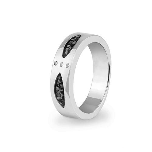 EverWith Unisex Three Together Memorial Ashes Ring with Fine Crystals