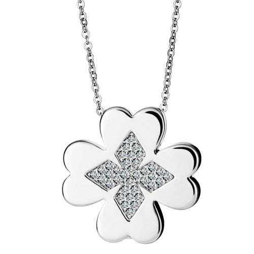 EverWith Self-fill Clover Memorial Ashes Pendant with Crystals