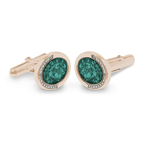 EverWith Gents Fancy Oval Memorial Ashes Cufflinks with Fine Crystals