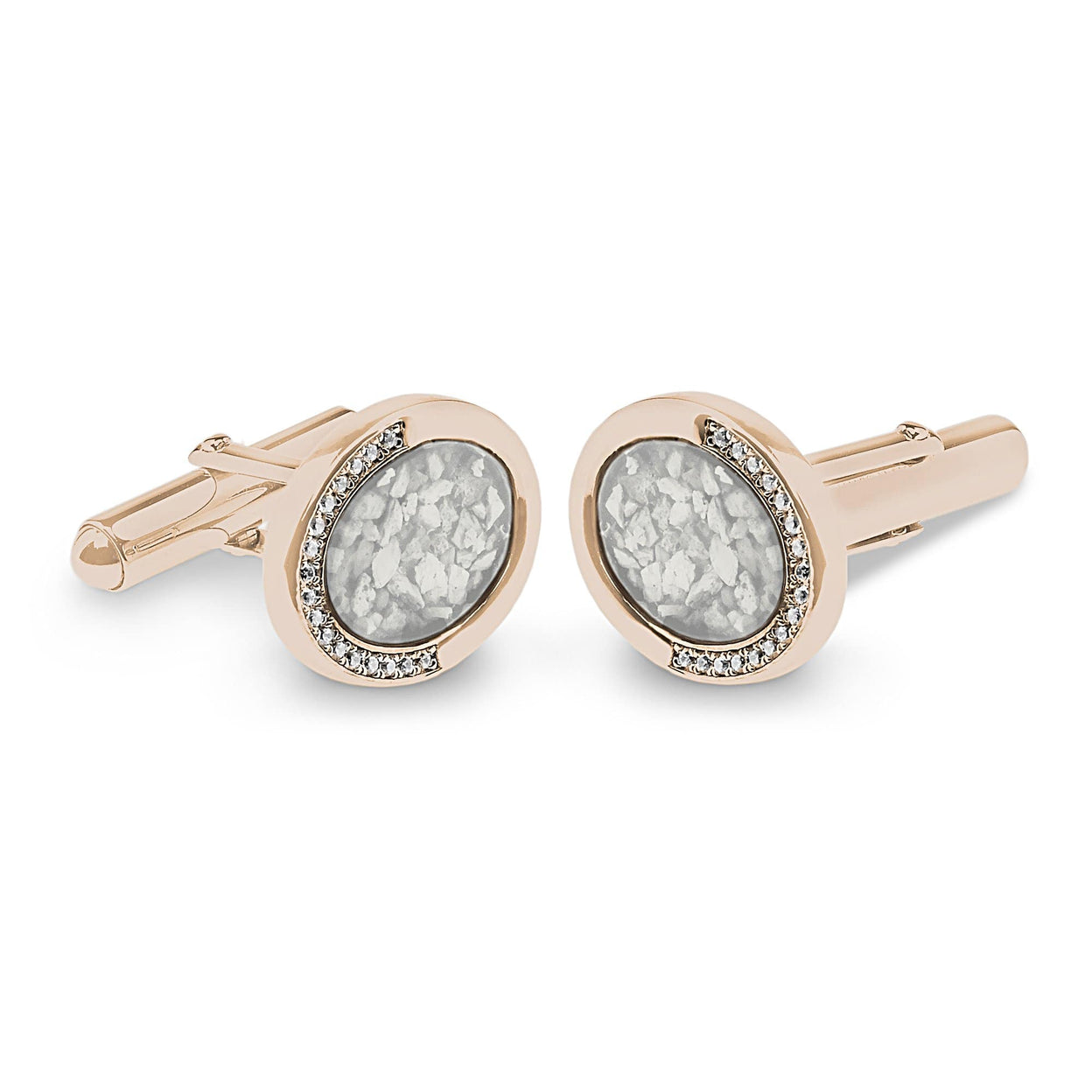 Load image into Gallery viewer, EverWith Gents Fancy Oval Memorial Ashes Cufflinks with Fine Crystals