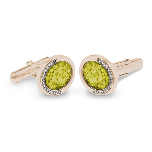 EverWith Gents Fancy Oval Memorial Ashes Cufflinks with Fine Crystals