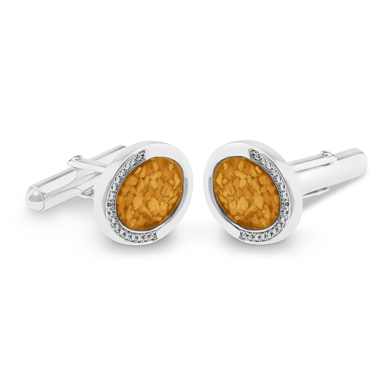 Load image into Gallery viewer, EverWith Gents Fancy Oval Memorial Ashes Cufflinks with Fine Crystals