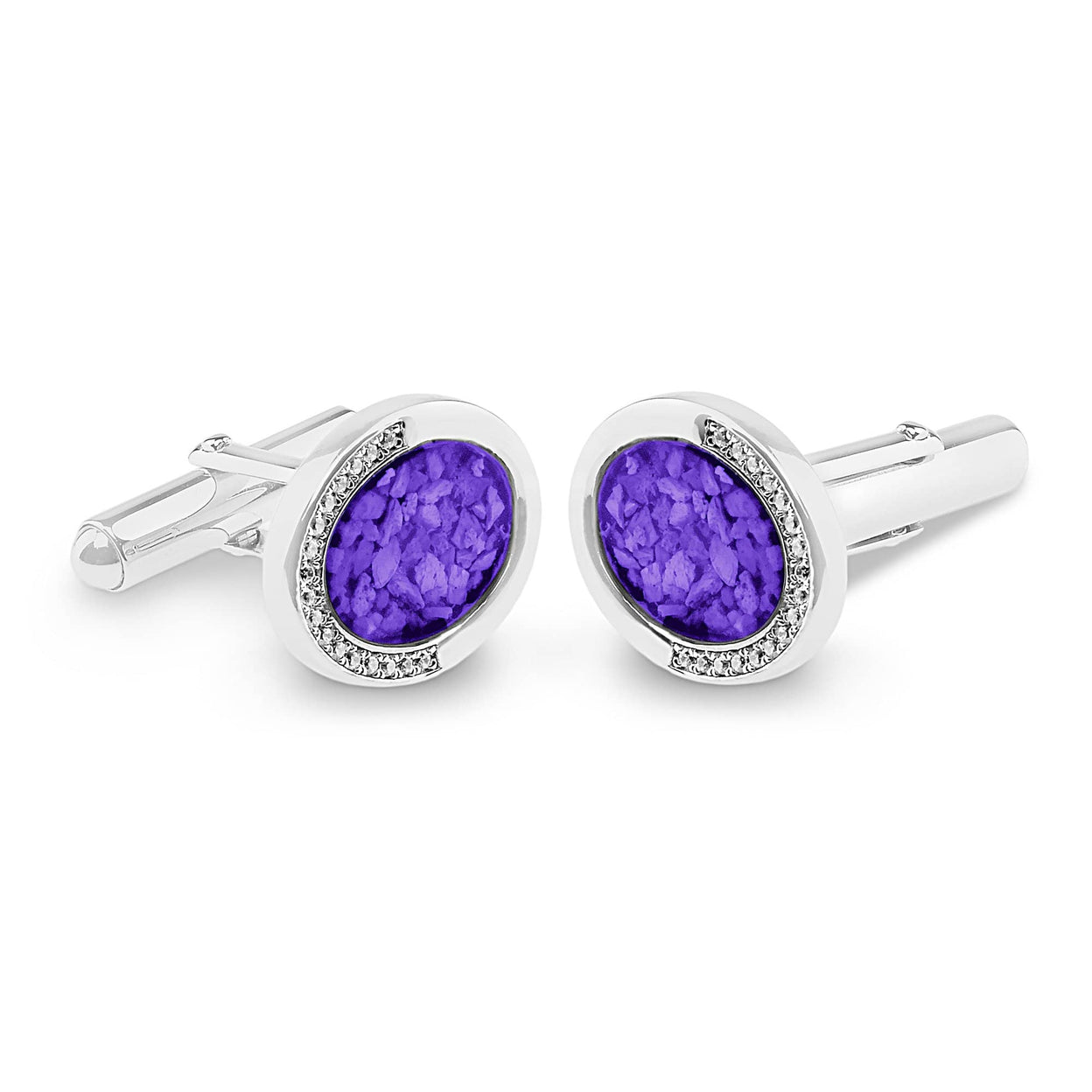 Load image into Gallery viewer, EverWith Gents Fancy Oval Memorial Ashes Cufflinks with Fine Crystals