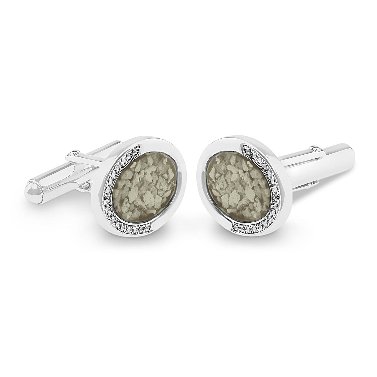 Load image into Gallery viewer, EverWith Gents Fancy Oval Memorial Ashes Cufflinks with Fine Crystals