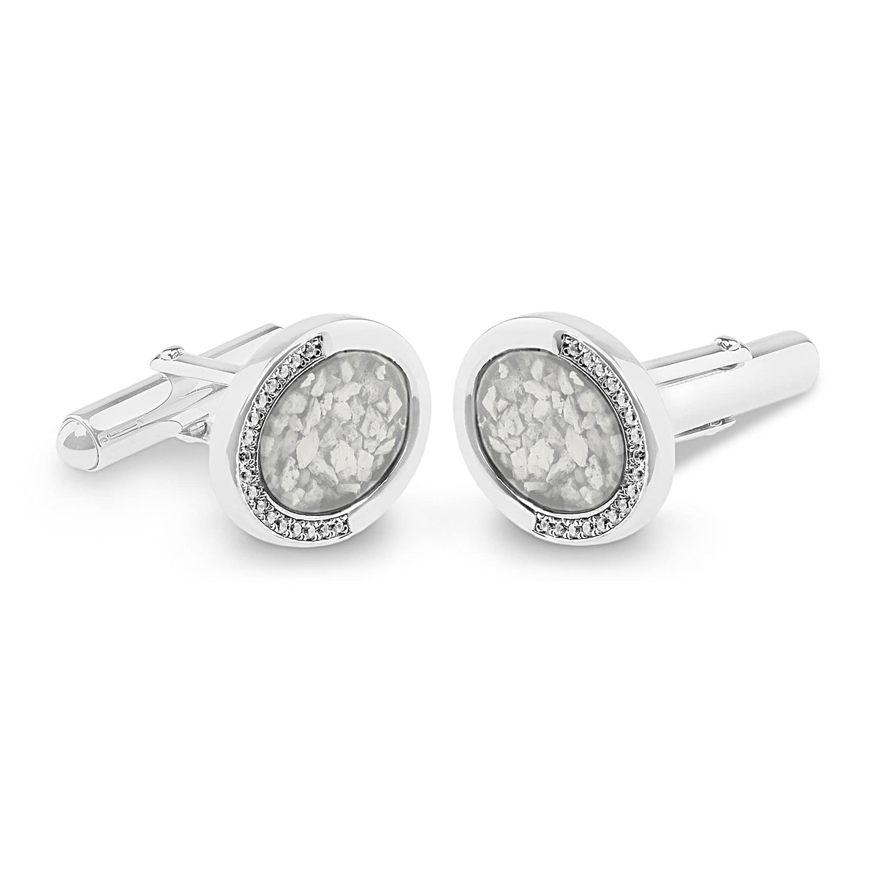 Load image into Gallery viewer, EverWith Gents Fancy Oval Memorial Ashes Cufflinks with Fine Crystals