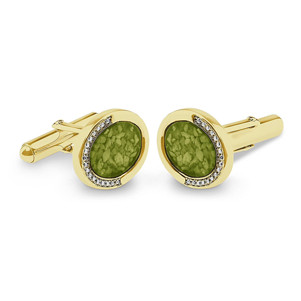 Load image into Gallery viewer, EverWith Gents Fancy Oval Memorial Ashes Cufflinks with Fine Crystals