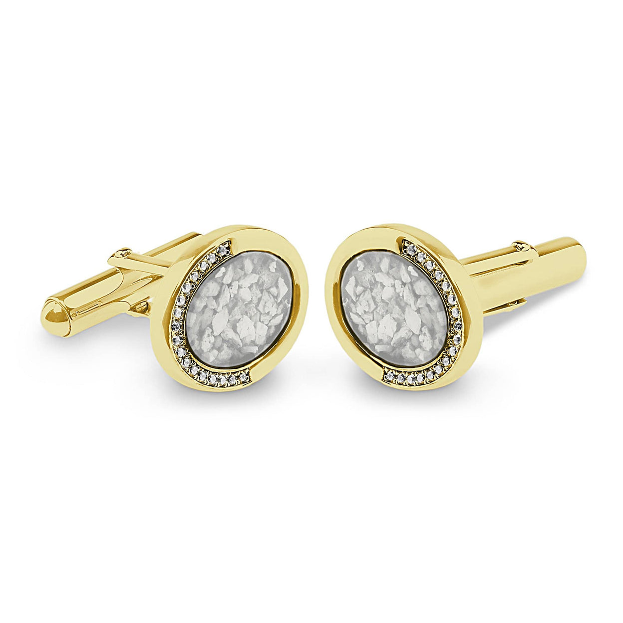 Load image into Gallery viewer, EverWith Gents Fancy Oval Memorial Ashes Cufflinks with Fine Crystals