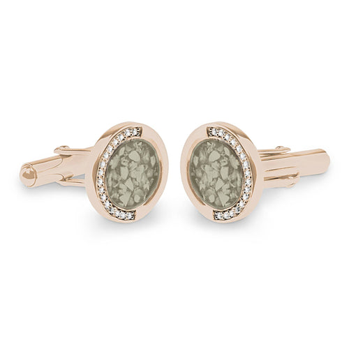 EverWith Gents Fancy Round Memorial Ashes Cufflinks with Fine Crystals