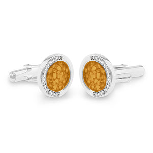 EverWith Gents Fancy Round Memorial Ashes Cufflinks with Fine Crystals