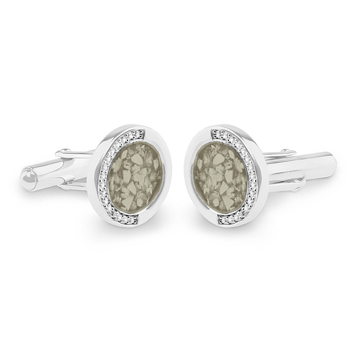 Load image into Gallery viewer, EverWith Gents Fancy Round Memorial Ashes Cufflinks with Fine Crystals