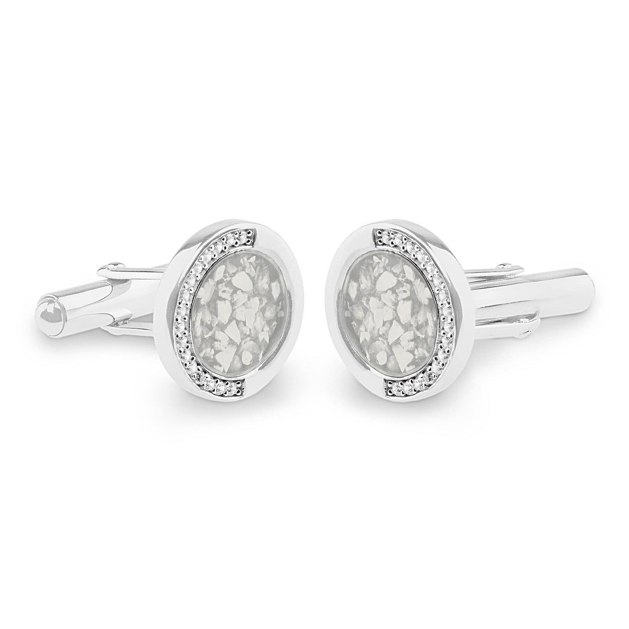 Load image into Gallery viewer, EverWith Gents Fancy Round Memorial Ashes Cufflinks with Fine Crystals