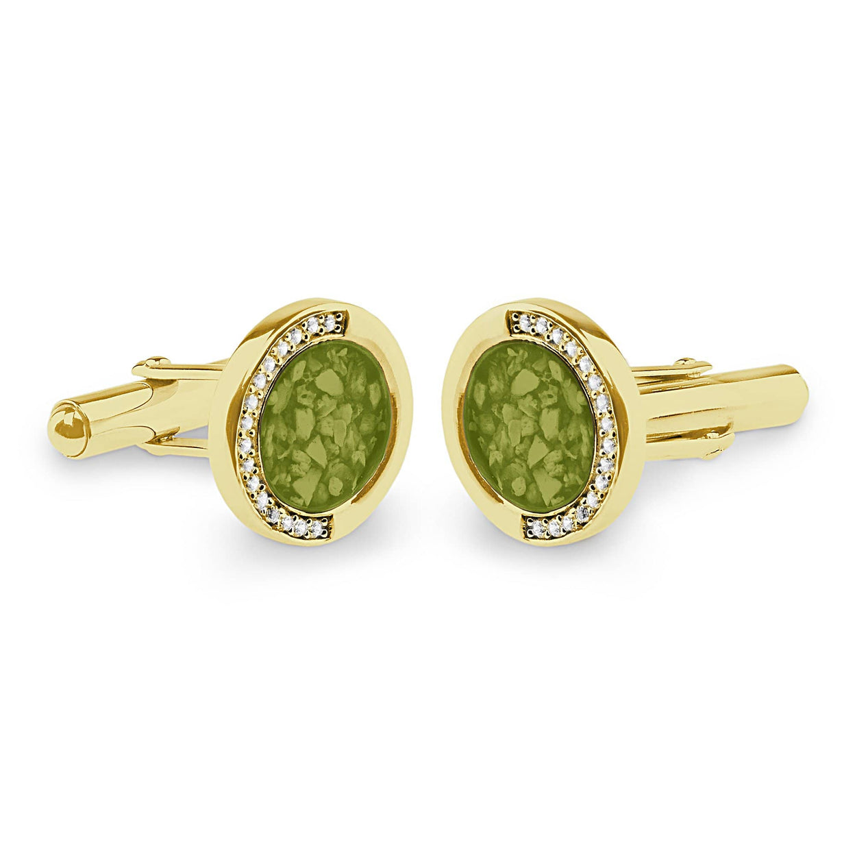 Load image into Gallery viewer, EverWith Gents Fancy Round Memorial Ashes Cufflinks with Fine Crystals