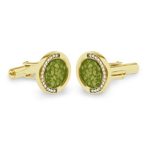 EverWith Gents Fancy Round Memorial Ashes Cufflinks with Fine Crystals