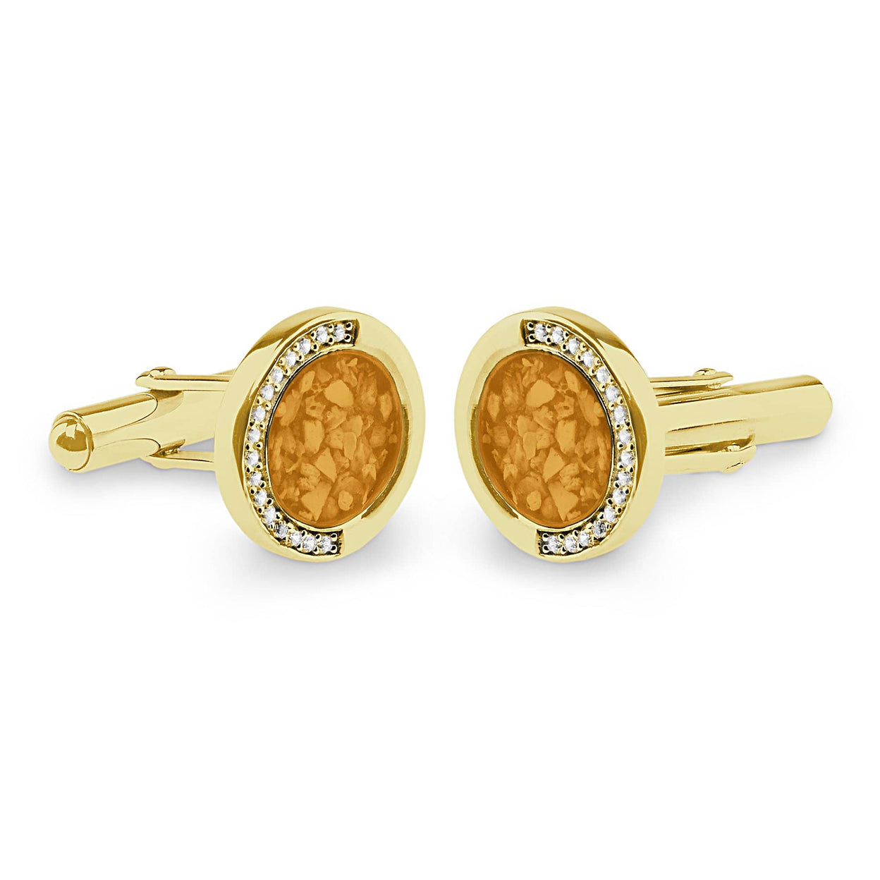 Load image into Gallery viewer, EverWith Gents Fancy Round Memorial Ashes Cufflinks with Fine Crystals