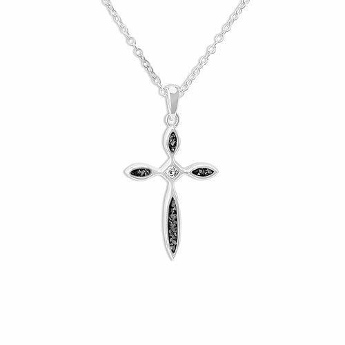 EverWith Unisex Solace Cross Memorial Ashes Pendant with Fine Crystal