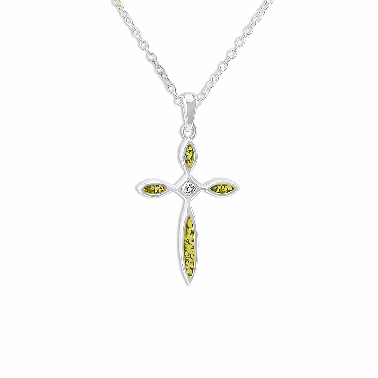 Load image into Gallery viewer, EverWith Unisex Solace Cross Memorial Ashes Pendant with Fine Crystal