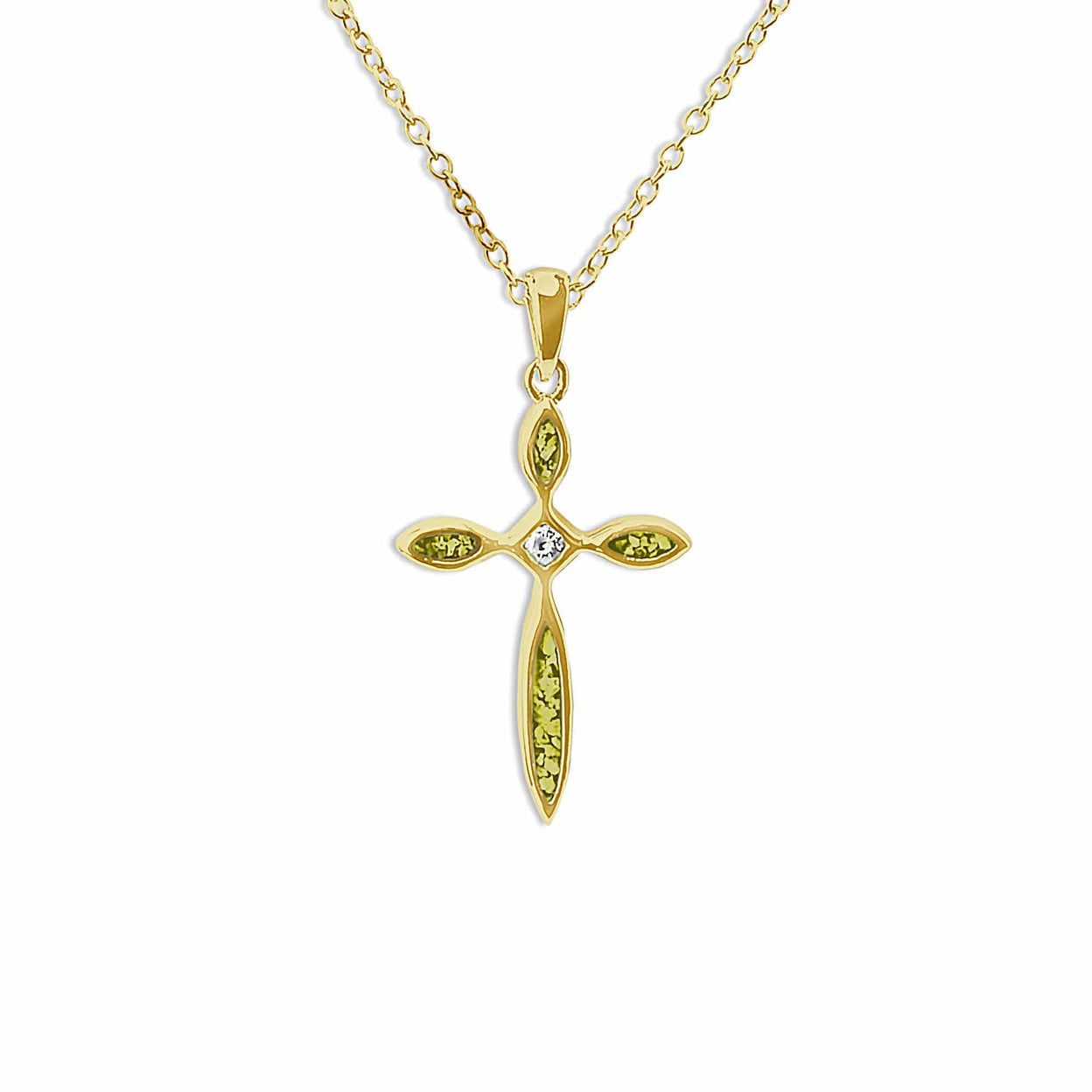 Load image into Gallery viewer, EverWith Unisex Solace Cross Memorial Ashes Pendant with Fine Crystal