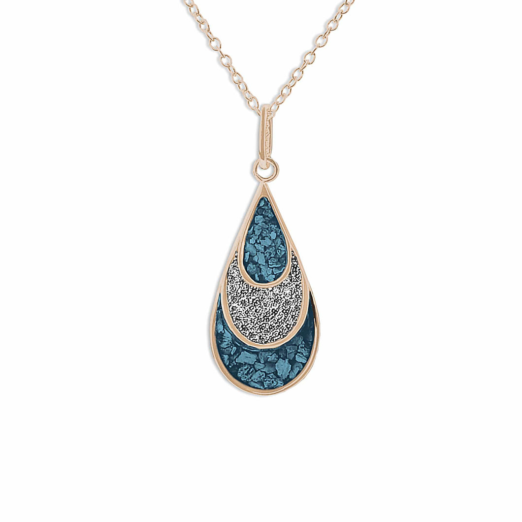 EverWith Ladies Layered Teardrop Memorial Ashes Pendant with Fine Crystals