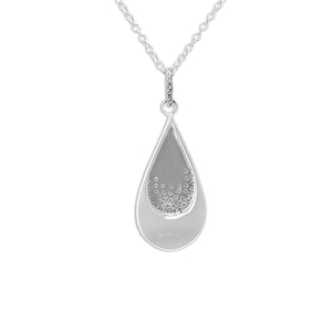 EverWith Ladies Layered Teardrop Memorial Ashes Pendant with Fine Crystals