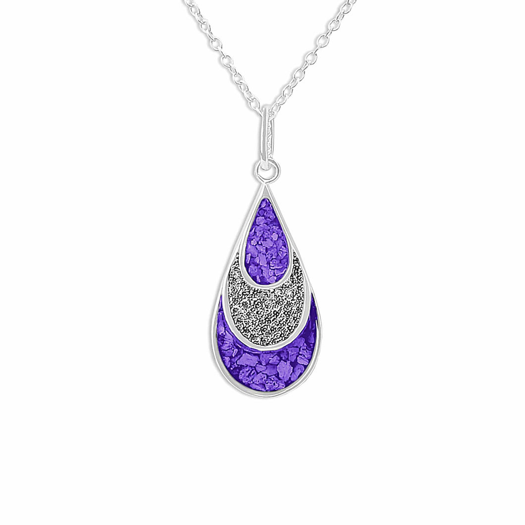 EverWith Ladies Layered Teardrop Memorial Ashes Pendant with Fine Crystals