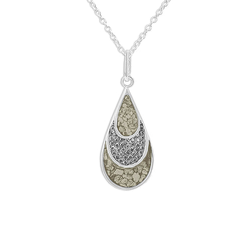 EverWith Ladies Layered Teardrop Memorial Ashes Pendant with Fine Crystals