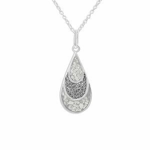 EverWith Ladies Layered Teardrop Memorial Ashes Pendant with Fine Crystals