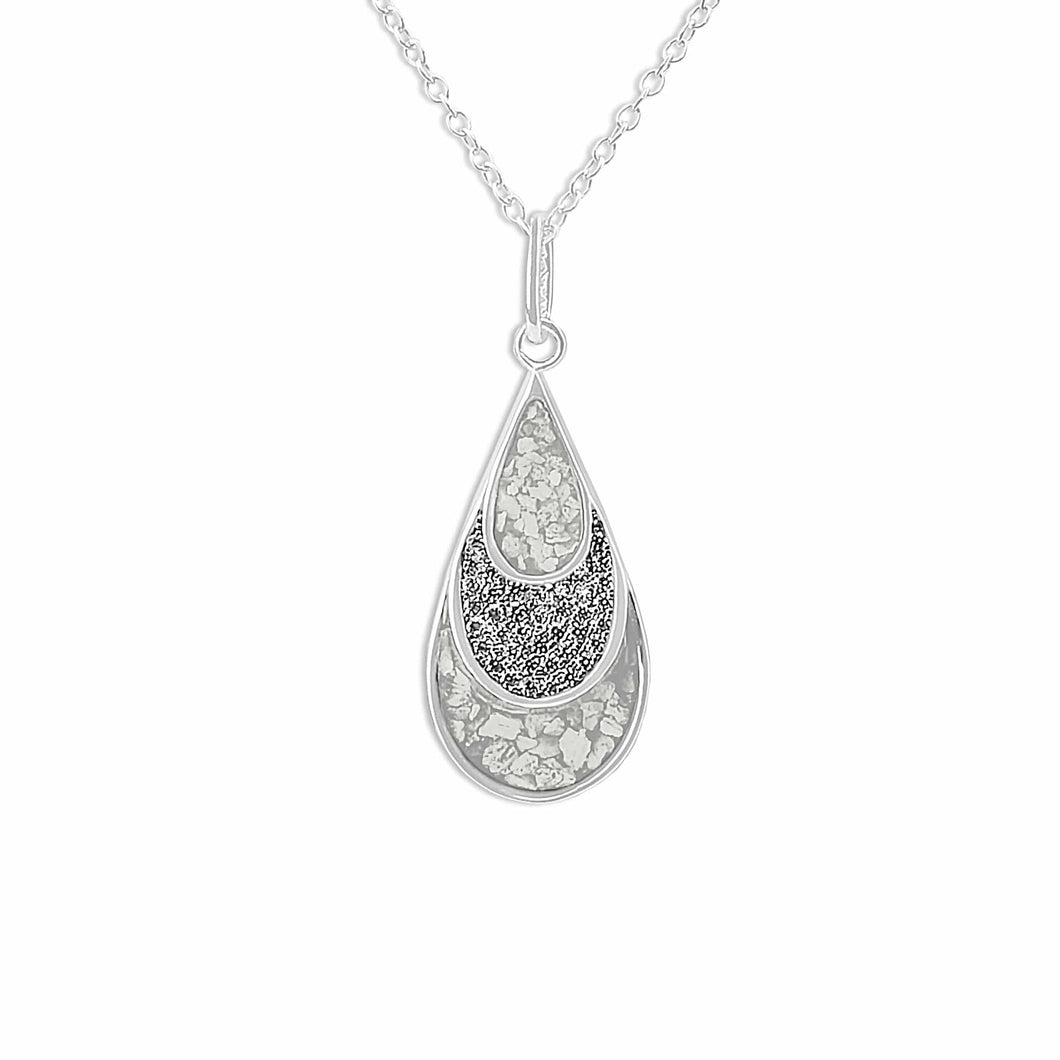 EverWith Ladies Layered Teardrop Memorial Ashes Pendant with Fine Crystals