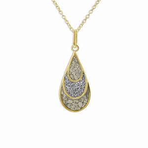 EverWith Ladies Layered Teardrop Memorial Ashes Pendant with Fine Crystals