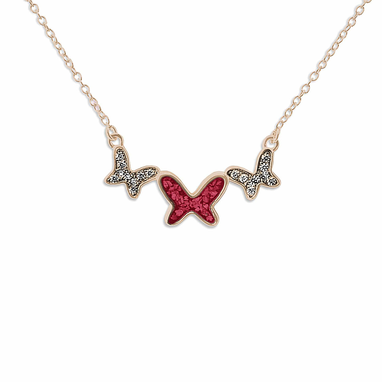 Load image into Gallery viewer, EverWith Ladies Butterflies Memorial Ashes Necklace with Fine Crystals