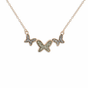 EverWith Ladies Butterflies Memorial Ashes Necklace with Fine Crystals