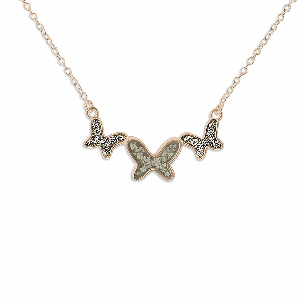 EverWith Ladies Butterflies Memorial Ashes Necklace with Fine Crystals