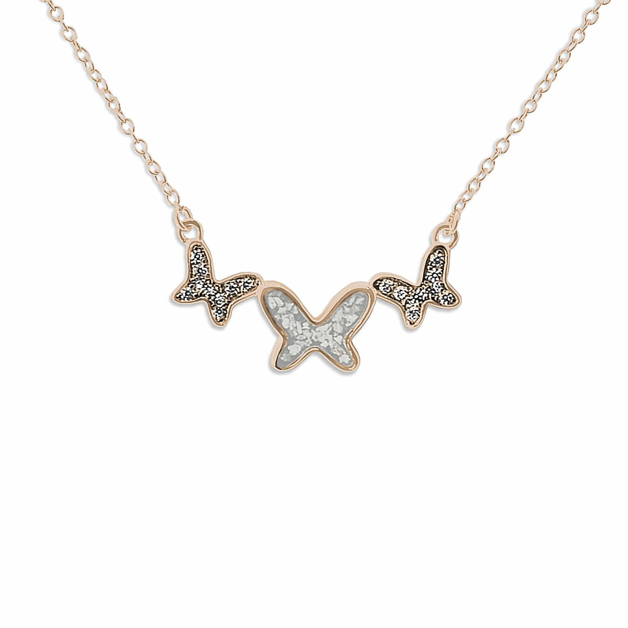 Load image into Gallery viewer, EverWith Ladies Butterflies Memorial Ashes Necklace with Fine Crystals