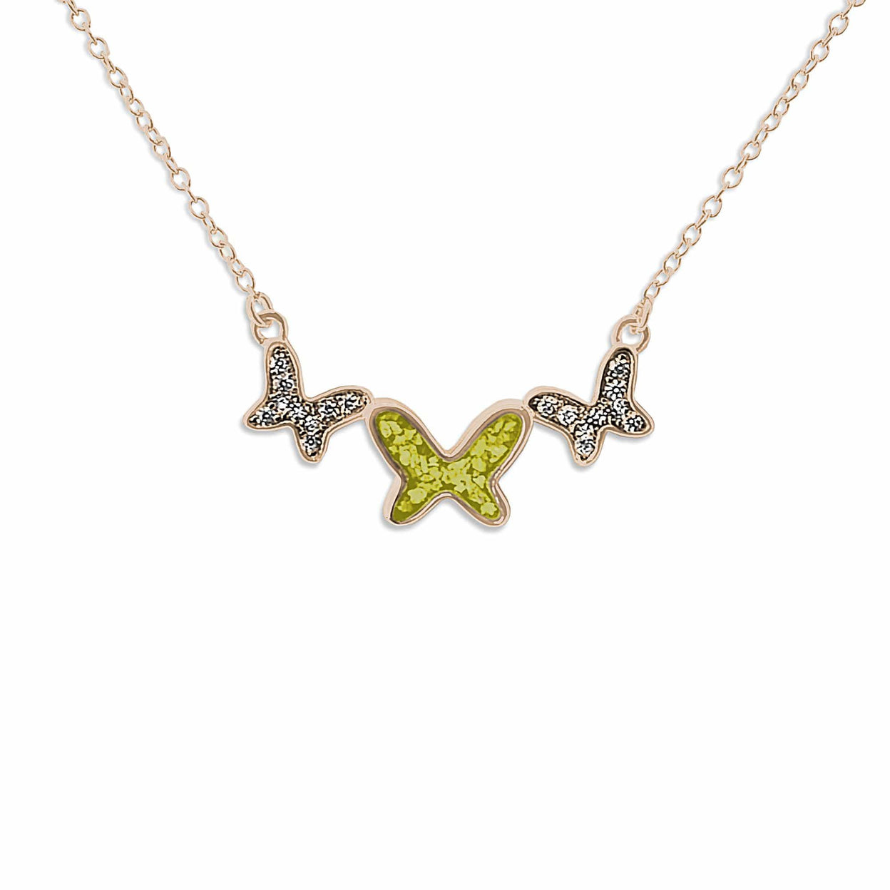 Load image into Gallery viewer, EverWith Ladies Butterflies Memorial Ashes Necklace with Fine Crystals