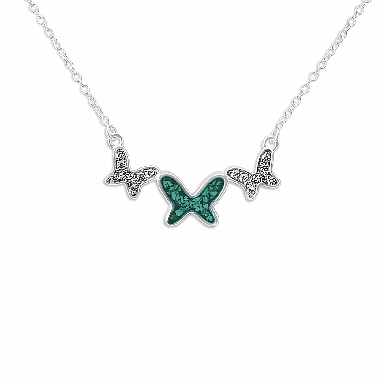 Load image into Gallery viewer, EverWith Ladies Butterflies Memorial Ashes Necklace with Fine Crystals