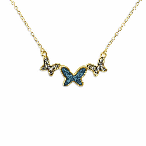 EverWith Ladies Butterflies Memorial Ashes Necklace with Fine Crystals