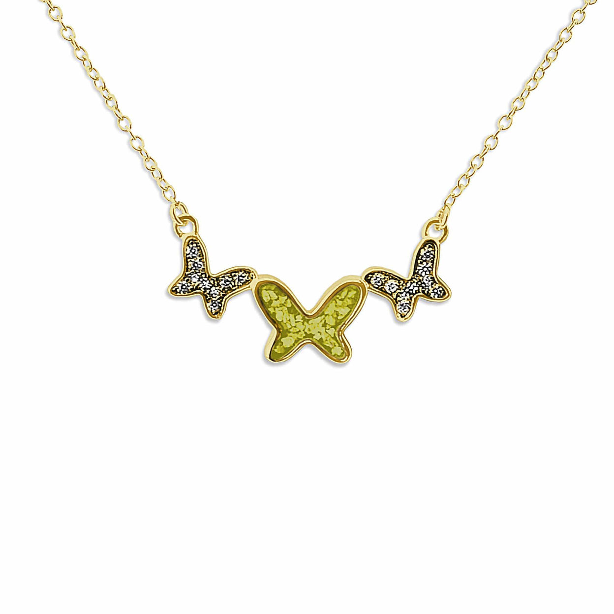 Load image into Gallery viewer, EverWith Ladies Butterflies Memorial Ashes Necklace with Fine Crystals