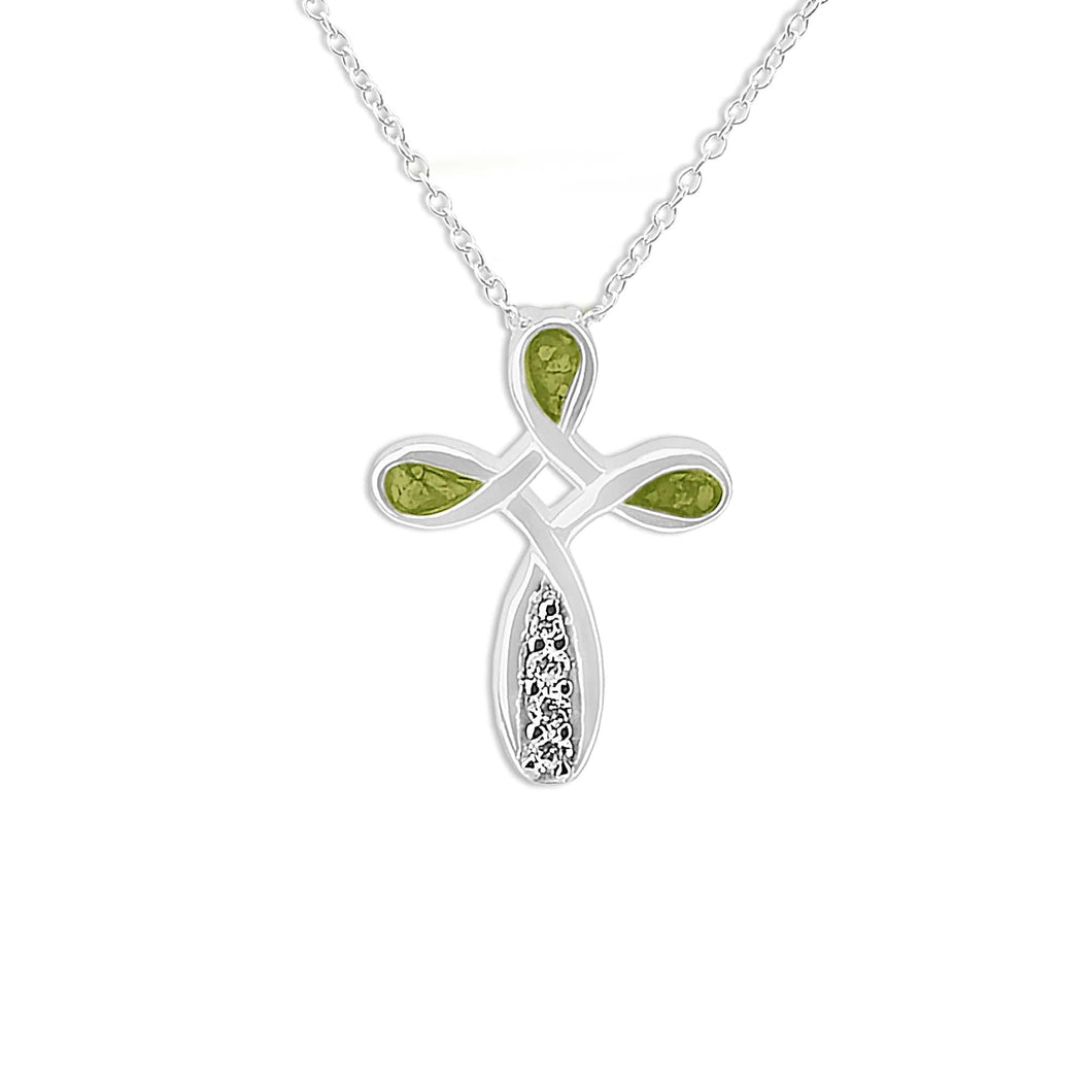 EverWith Unisex Celtic Cross Memorial Ashes Pendant with Fine Crystals