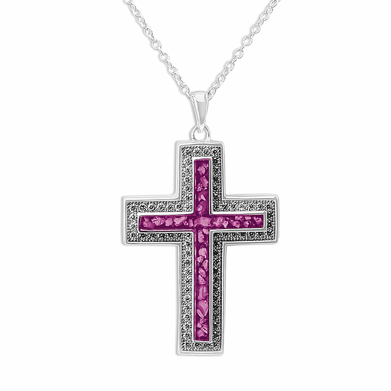 Load image into Gallery viewer, EverWith Unisex Cross Memorial Ashes Pendant with Fine Crystals