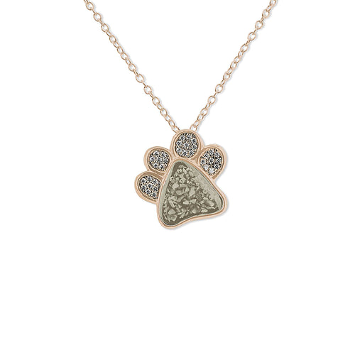 EverWith Unisex Paw Print Memorial Ashes Pendant with Fine Crystals