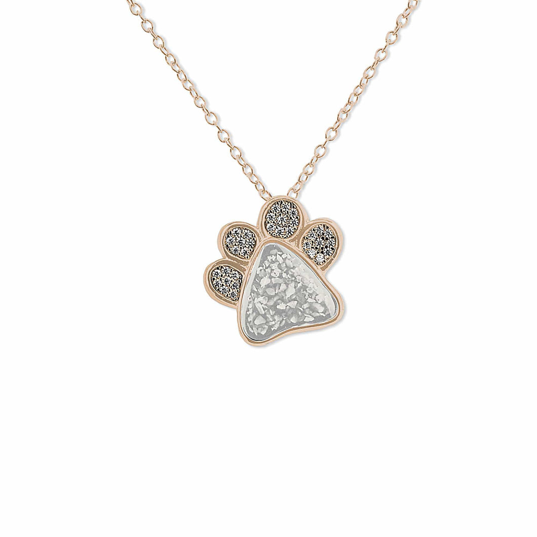 EverWith Unisex Paw Print Memorial Ashes Pendant with Fine Crystals